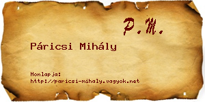 Páricsi Mihály névjegykártya