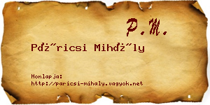 Páricsi Mihály névjegykártya